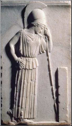 Goddess Athena Mourning a Greek Hero